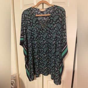 Green and navy MK top